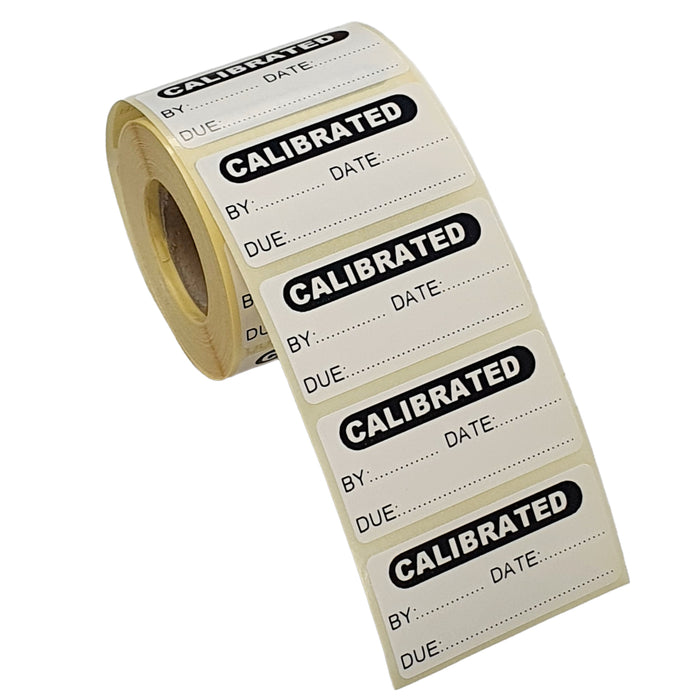 Calibrated Test Labels, Gloss Paper, 50mm x 25mm, 500 per Roll, Permanent Adhesive