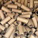 Pile of brown paper towel rolls