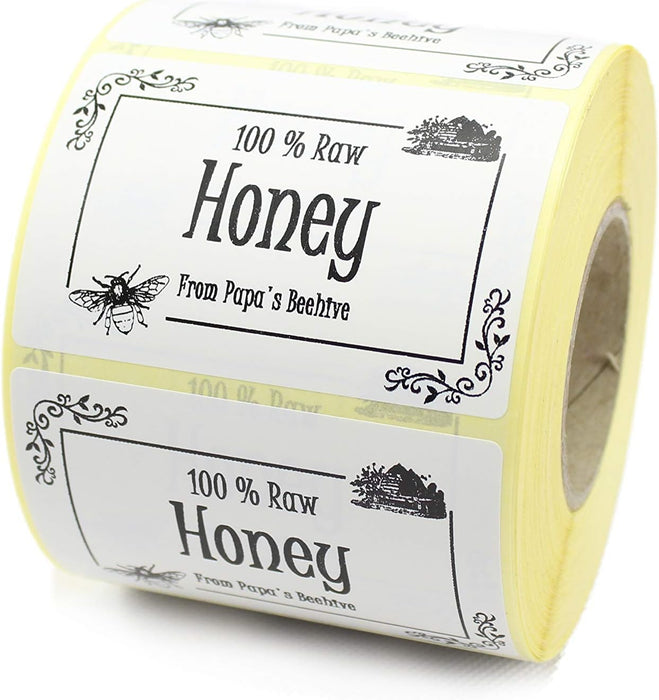 250 x Personalised Honey Jar/Pot Labels. with Permanent Adhesive. 75mm x 50mm.