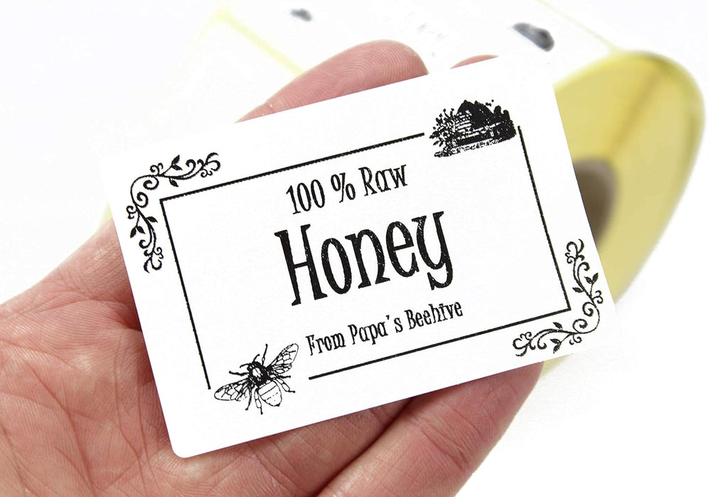 250 x Personalised Honey Jar/Pot Labels. with Permanent Adhesive. 75mm x 50mm.