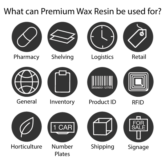 104mm Wide x 155m, Black, Premium Wax Resin Ribbons. Outside Wound. Box of 28