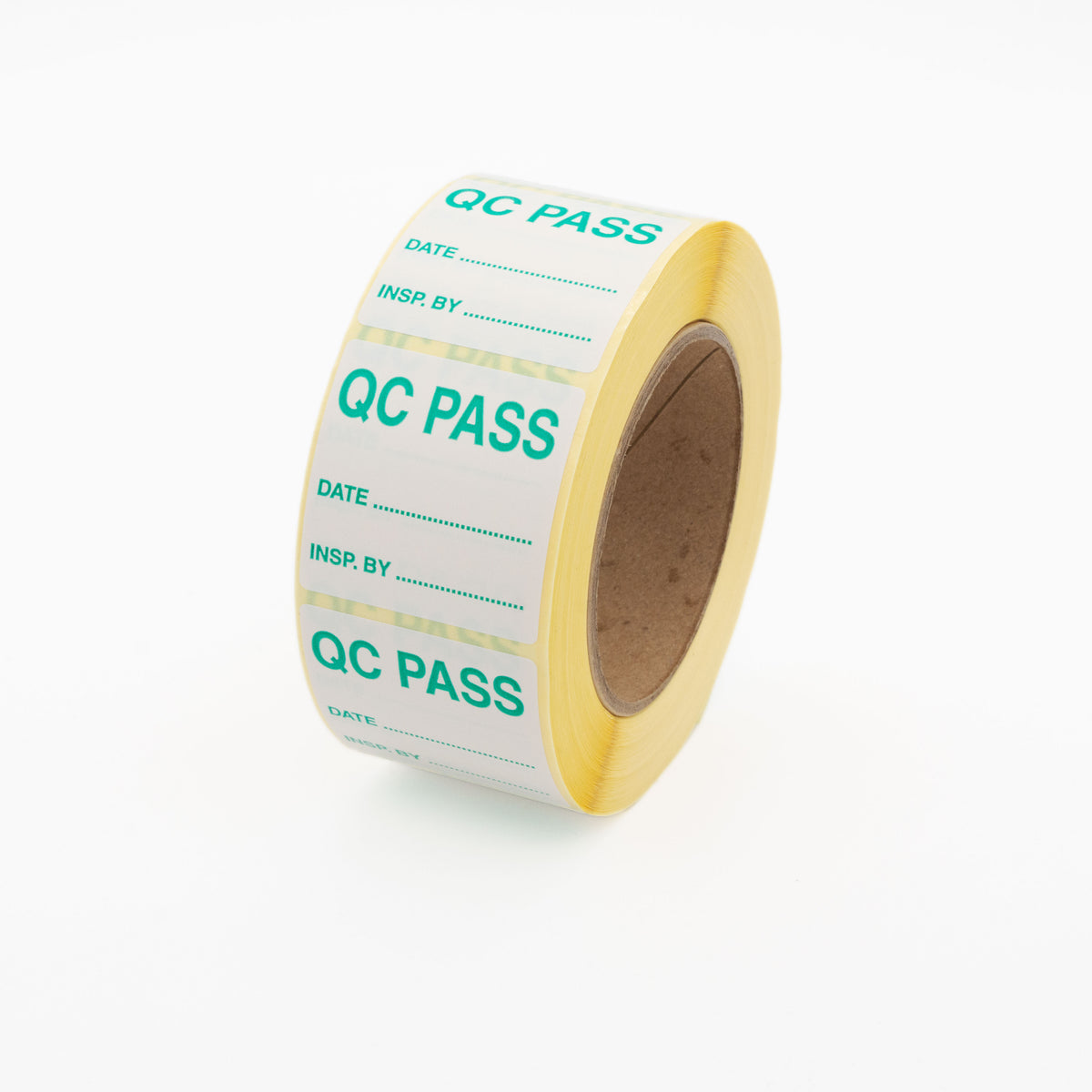 QC Pass Labels, 50mm x 50mm, Printed Green on White, Strong Permanent ...
