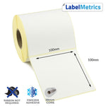 100 x 100mm Direct Thermal Labels - Freezer Adhesive