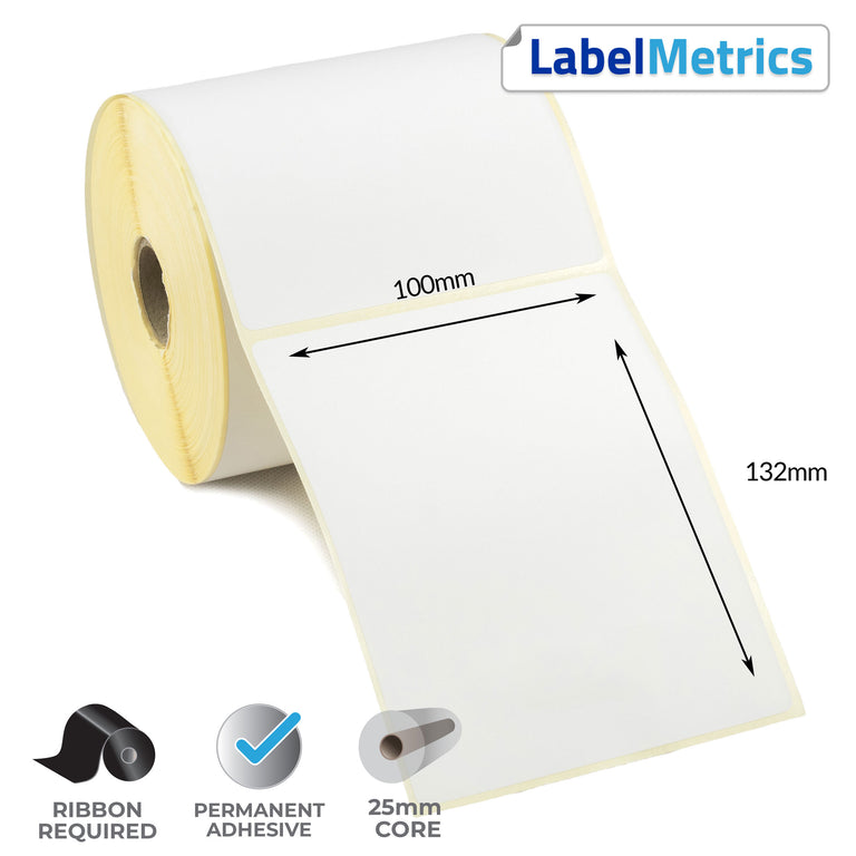 100 x 132mm Thermal Transfer Labels - Permanent Adhesive