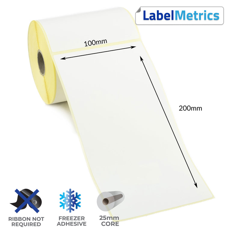 100 x 200mm Perforated Direct Thermal Labels - Freezer Adhesive