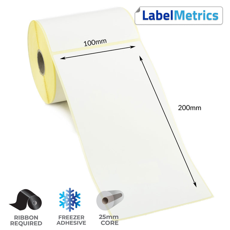 100 x 200mm Perforated Thermal Transfer Labels - Freezer Adhesive