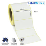 100 x 38mm Direct Thermal Labels - Removable Adhesive