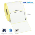 100 x 64mm Direct Thermal Labels - Freezer Adhesive