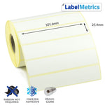 101.6 x 25.4mm Direct Thermal Labels - Freezer Adhesive