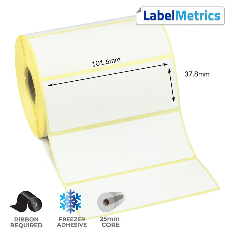 101.6 x 37.8mm Perforated Thermal Transfer Labels - Freezer Adhesive