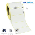 101.6 x 37.8mm Direct Thermal Perforated Labels - Removable Adhesive