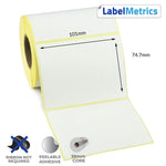 101 x 74.7mm Perforated Direct Thermal Labels - Removable Adhesive