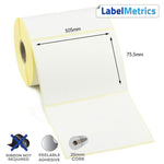 105 x 75.5mm Direct Thermal Labels - Removable Adhesive