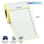 111 x 149mm Perforated Direct Thermal Labels - Removable Adhesive