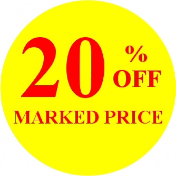 20% OFF MARKED PRICE Promotional Label - Qty: 1000