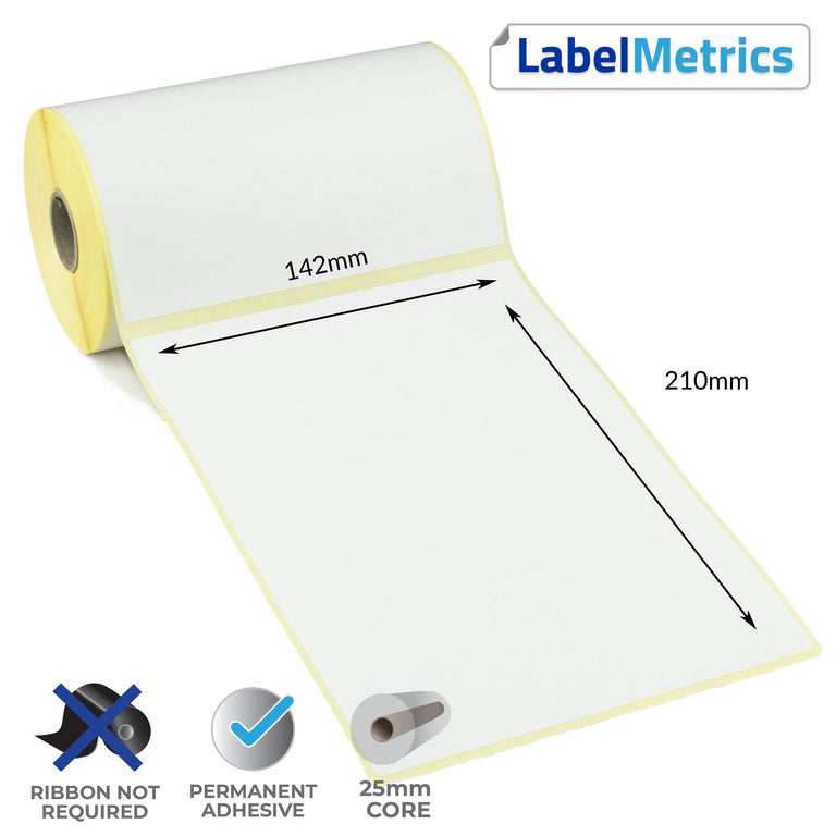 142 x 210mm Direct Thermal Labels - Permanent Adhesive