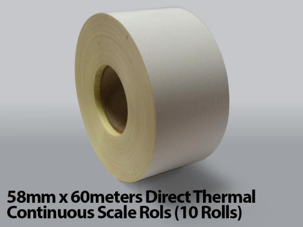 58mm x 60meters Direct Thermal Continuous Scale Rolls