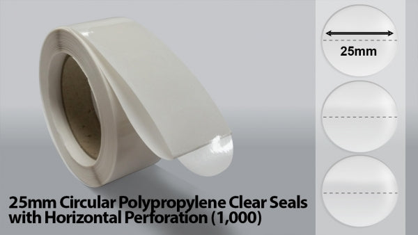 25mm Circular Polypropylene Clear Seals with Horizontal Perforation (10000)