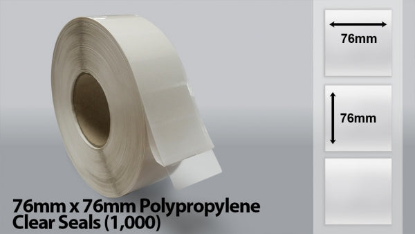 76mm x 76mm Polypropylene Clear Seals  (1000)