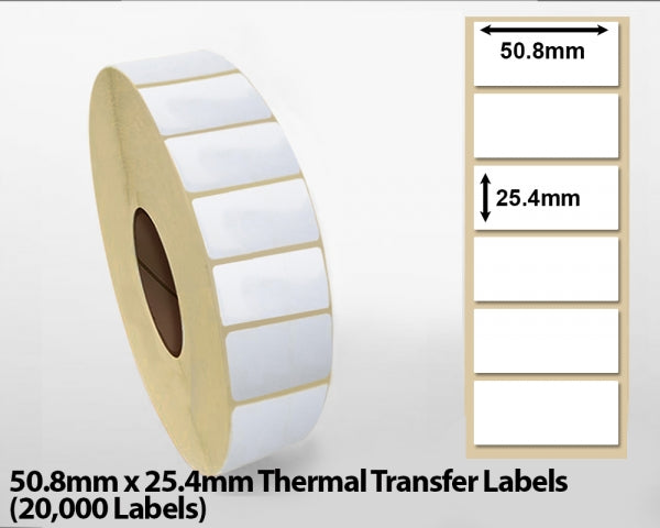 50.8mm x 25.4mm Thermal Transfer Labels (20000 Labels)
