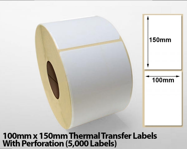 100mm x 150mm Thermal Transfer Labels With Perforation (5000 Labels)