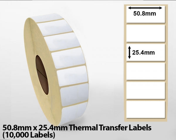 50.8mm x 25.4mm Thermal Transfer Labels (10000 Labels)