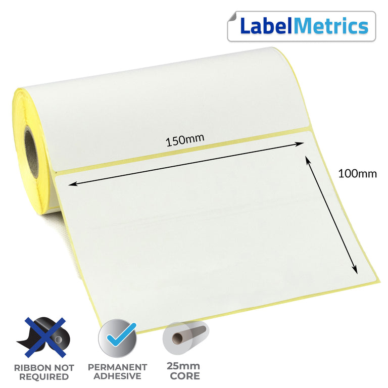 150 x 100mm Direct Thermal Labels - Permanent Adhesive