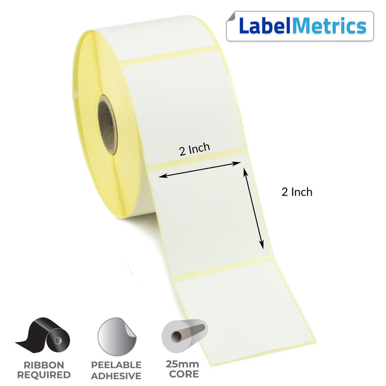 2 x 2 Inch Thermal Transfer Labels - Removable Adhesive