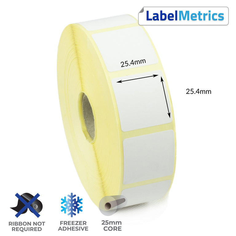 25.4 x 25.4mm Direct Thermal Labels - Freezer Adhesive