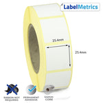 25.4 x 25.4mm Direct Thermal Labels - Permanent Adhesive