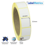 25.4 x 25.4mm Direct Thermal Labels - Permanent Adhesive