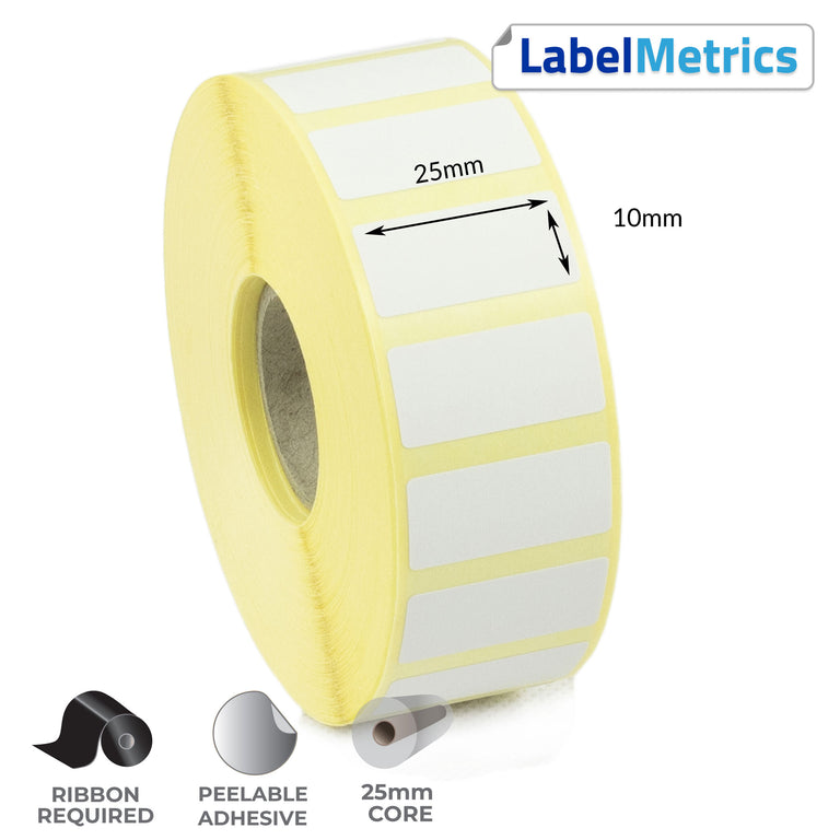 25 x 10mm Thermal Transfer Labels - Removable Adhesive