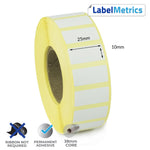 25 x 10mm Direct Thermal Labels - Permanent Adhesive