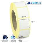 25 x 25mm Direct Thermal Labels - Freezer Adhesive