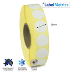 28mm Diameter Direct Thermal Labels - Freezer Adhesive