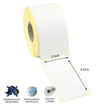 2x4 Inch Direct Thermal Labels - Permanent Adhesive