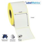 3x3 Inch Direct Thermal Labels - Removable Adhesive