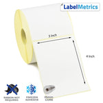 3x4 Inch Direct Thermal Labels - Freezer Adhesive