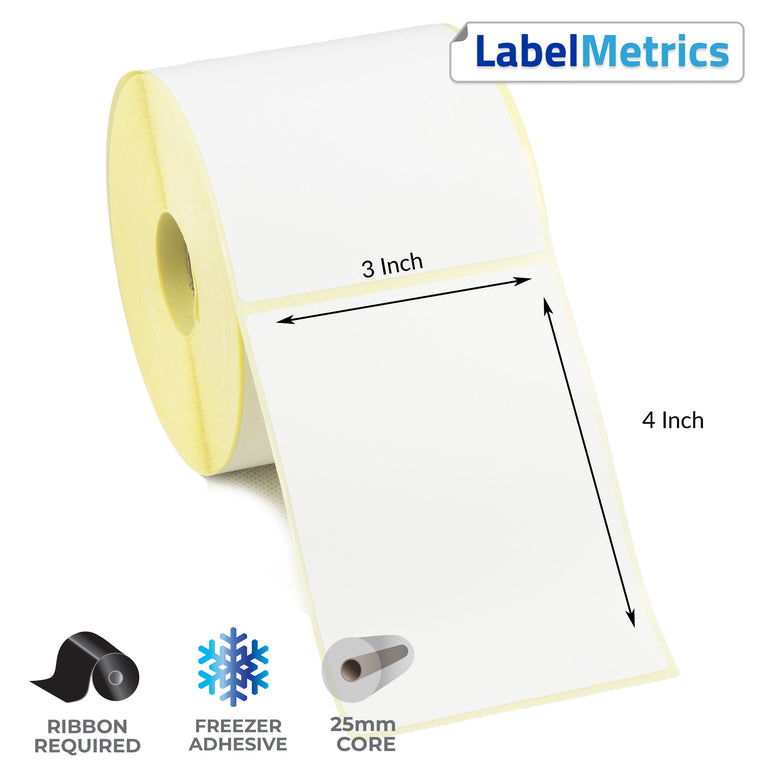 3 x 4 Inch Thermal Transfer Labels - Freezer Adhesive