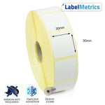 30 x 30mm Direct Thermal Labels - Freezer Adhesive