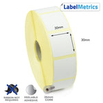 30 x 30mm Direct Thermal Labels - Removable Adhesive