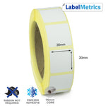 30 x 30mm Direct Thermal Labels - Freezer Adhesive