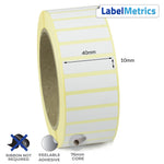 40 x 10mm Direct Thermal Labels - Removable Adhesive