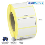 40 x 20mm Direct Thermal Labels - Removable Adhesive
