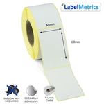 44 x 60mm Direct Thermal Labels - Removable Adhesive