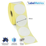 49mm Diameter Direct Thermal Labels - Freezer Adhesive