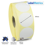 49mm Diameter Direct Thermal Labels - Removable Adhesive