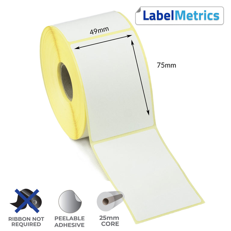 49 x 75mm Direct Thermal Labels - Removable Adhesive