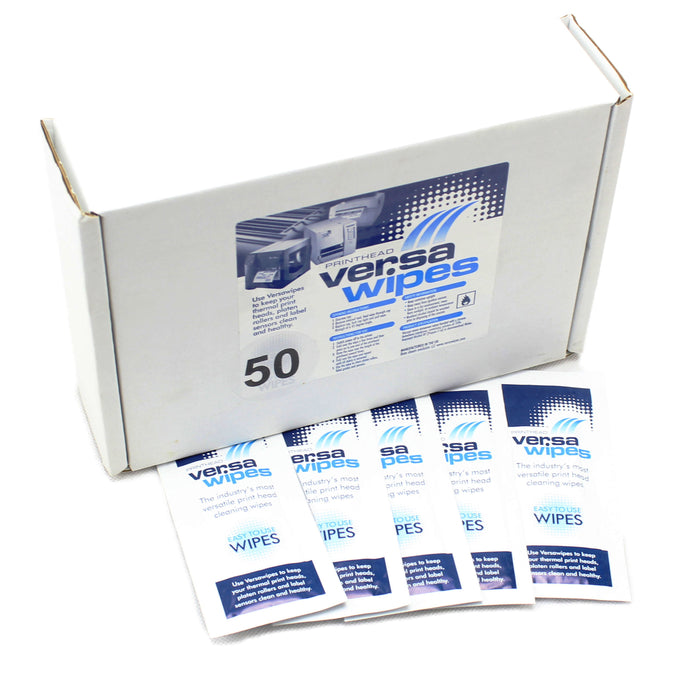 50 x Versawipes, Individual sachets - Help reduce premature print head failure.