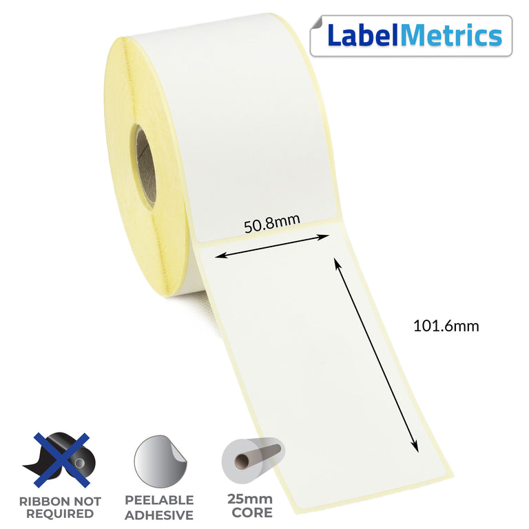 50.8 x 101.6mm Direct Thermal Labels - Removable Adhesive